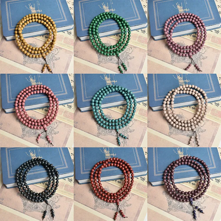 直播爆款天然合香珠手工古法药香持久文玩108颗中药手串佛珠批发