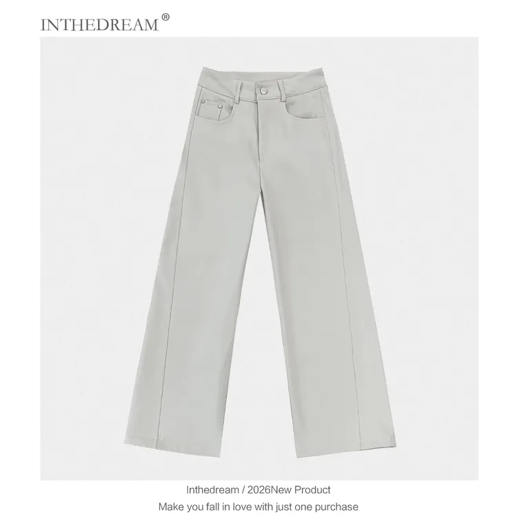 休闲高腰秋冬加绒宽松复古阔腿裤百搭网红裤子女直筒