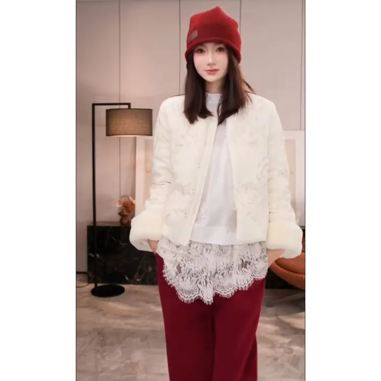 yiyiya.Guo艺艺吖【醉花间】冬季新款亮片绣鹅绒外套100394SS52