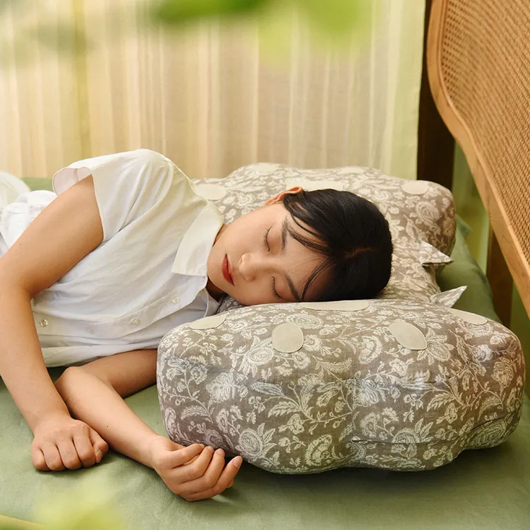 阳春小镇猫爪枕头荞麦壳睡眠高端纯棉睡觉家用中空纤维棉床头靠