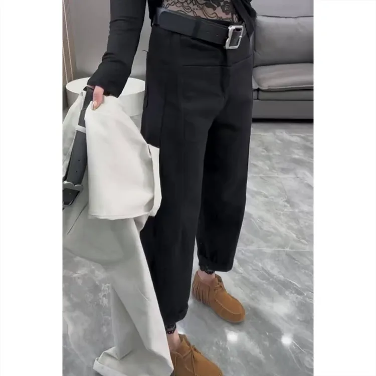 艾塔莉阔腿裤休闲裤女春季新款显瘦胖mm九分百搭修身萝卜裤小个子