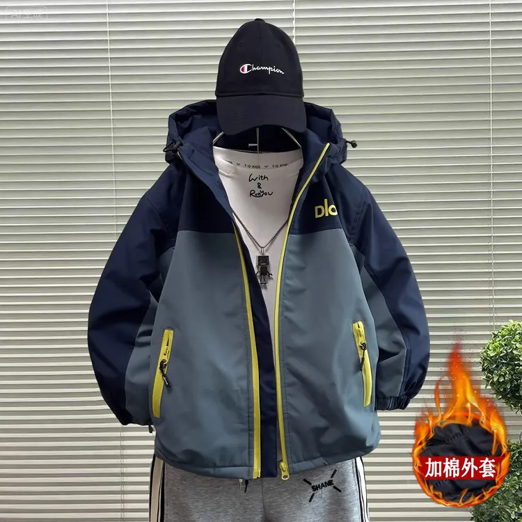 男童夹棉外套2025新款冲锋衣薄棉儿童加厚二棉今年流行爆款秋冬季