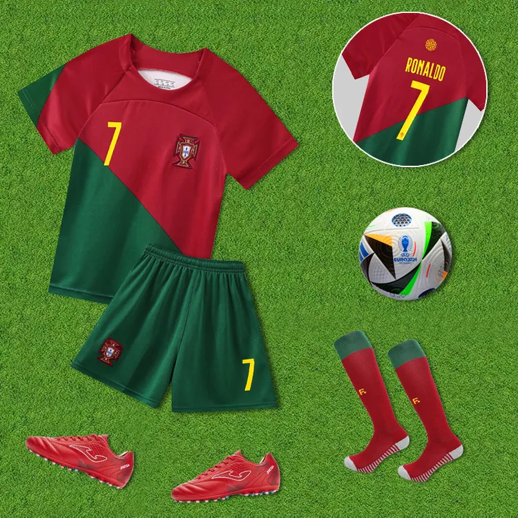 足球服套装葡萄牙球衣号短袖足球训练定制比赛班服男女童运动套装