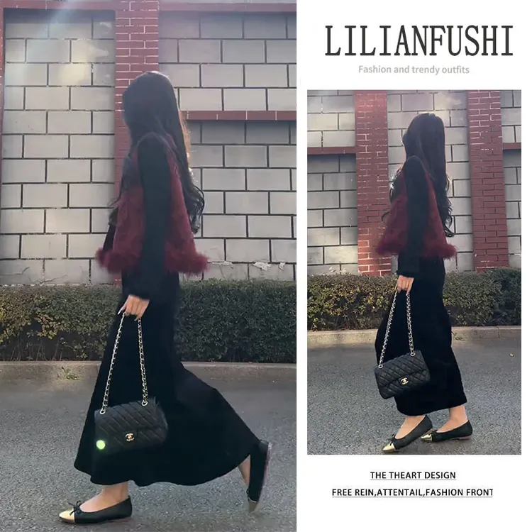 秋冬穿搭一整套2025新款时尚新中式马甲上衣百搭长袖连衣裙两件套