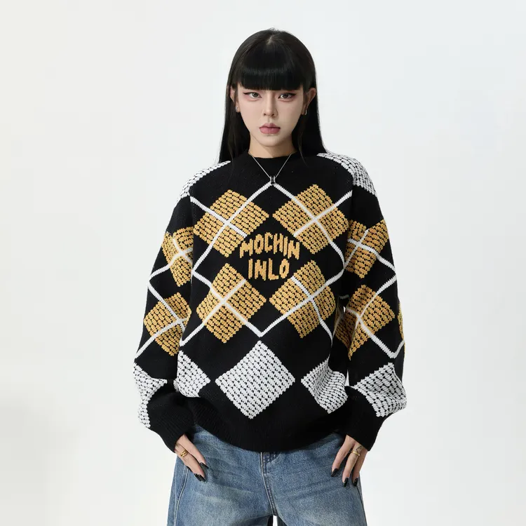 猫吃奶酪【菱格时光】高定设计款时尚复古百搭宽松秋冬针织毛衣