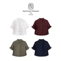【亏】短袖MN【黑标系列】100亚麻手工卷袖衬衫 SZ2307