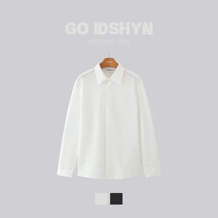 GO IDSHYN四季通用衬衣免烫百搭潮流男士衬衫设计感简约纯色上衣