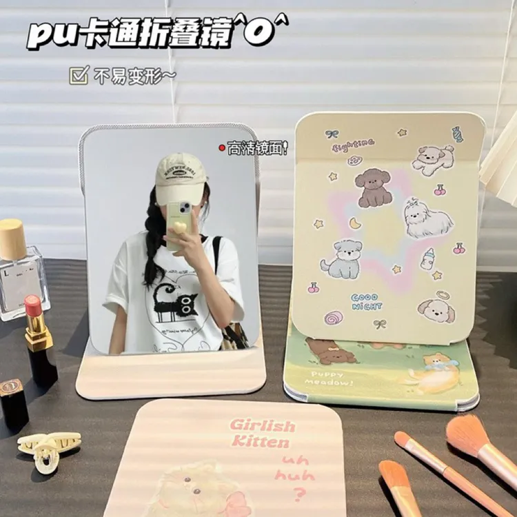 女生适用高颜值可立台式便携折叠高清ins风宿舍化妆镜