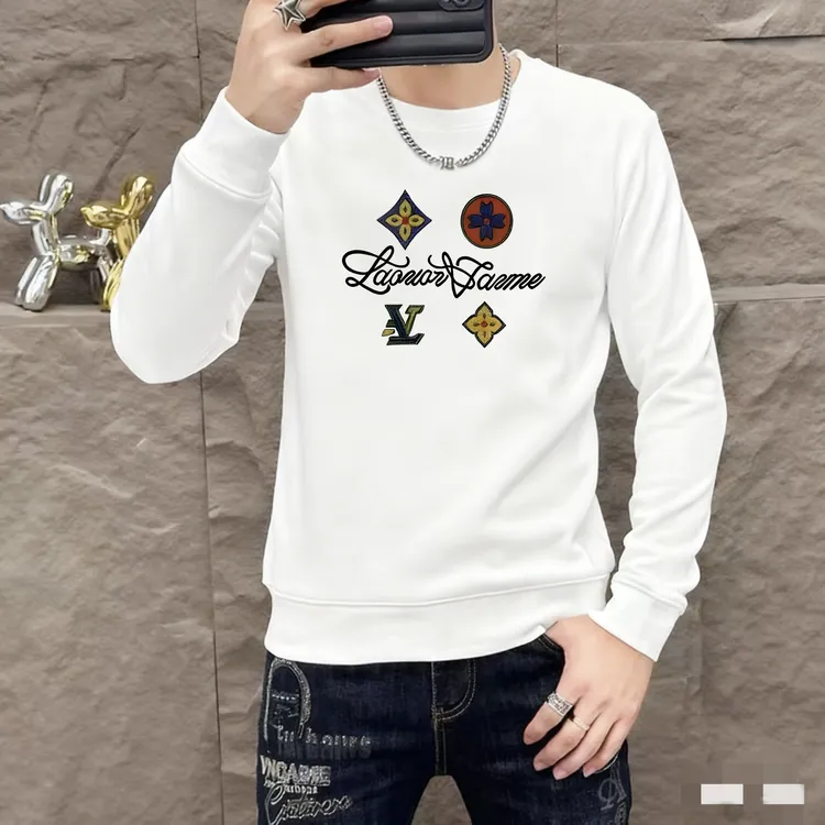 秋冬新款卫衣男修身时尚印花设计轻奢高端欧货休闲上衣圆领长袖男