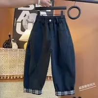 纯棉2025新款洋气简约童裤洋气长裤百搭休闲弯刀工装裤S9579