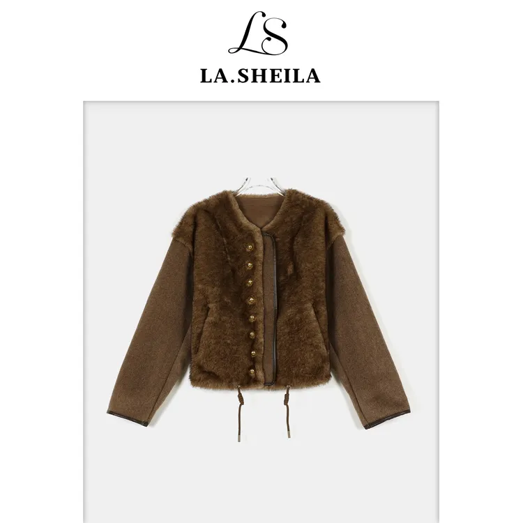 LA.Sheila时尚下摆抽绳加厚毛绒外套253-WT/1003-87036