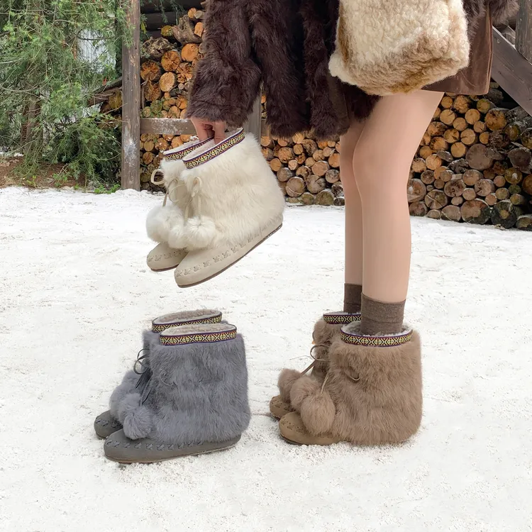 伯爵猫雪地靴女冬季新款厚底加厚保暖棉鞋