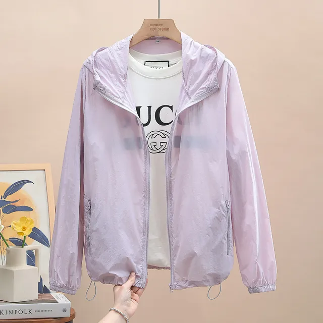 防晒衣女2025夏季新款宽松薄款外套防紫外线upf50+纯色连帽防晒服