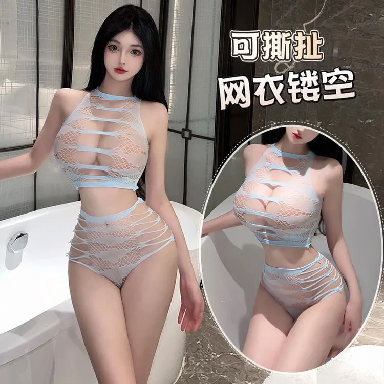 内衣女镂性感睡衣女乳小胸显大网衣套装