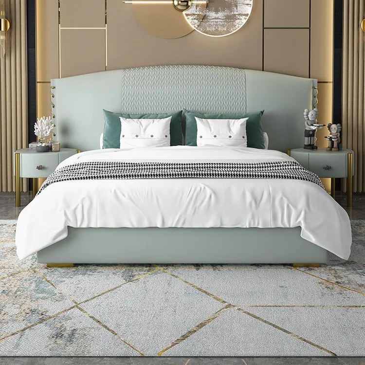 轻奢皮艺床现代简约主卧1.8米双人床2米大床实木储物高端意式婚床