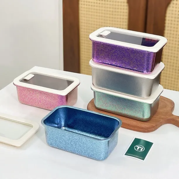 甄义堂99纯钛保鲜盒微波炉加热专用带饭盒冰箱储存抗菌密封碗健康