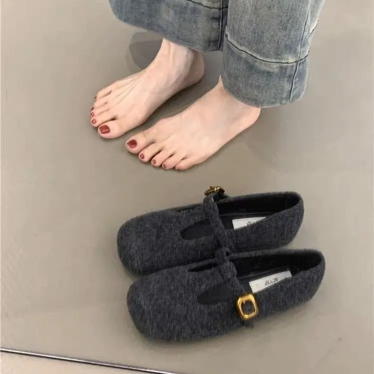 法式网红复古毛绒单鞋女鞋子2025新款秋季高级感百搭女玛丽珍单鞋