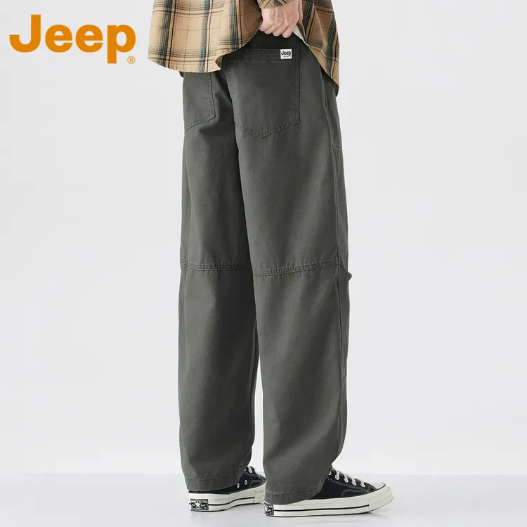 JEEP吉普美式复古工装裤男款秋季新款纯棉宽松直筒阔腿休闲长裤子
