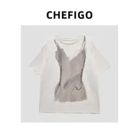 CHEFIGO复古印花廓形T