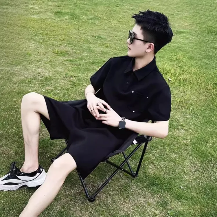 运动套装男夏季棉薄速干短袖短裤两件套跑步服休闲男装男士运动服