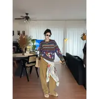 2025秋季新款立体口袋弯刀休闲裤女宽松简约休闲拖地裤子