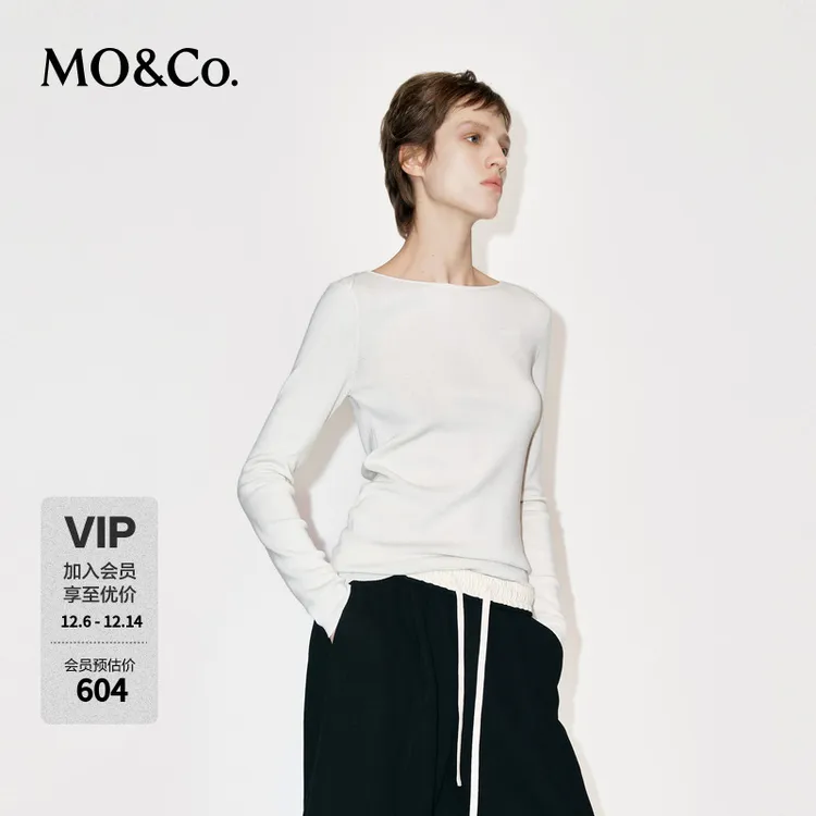 MOCO针织衫2025冬新品吸光发热解构船领修身简法刺绣MBE4SWTT05