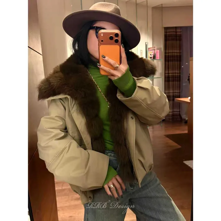 RRB Design「多元派克」高级轻奢狐狸毛毛领秋冬保暖鹅绒羽绒服外套