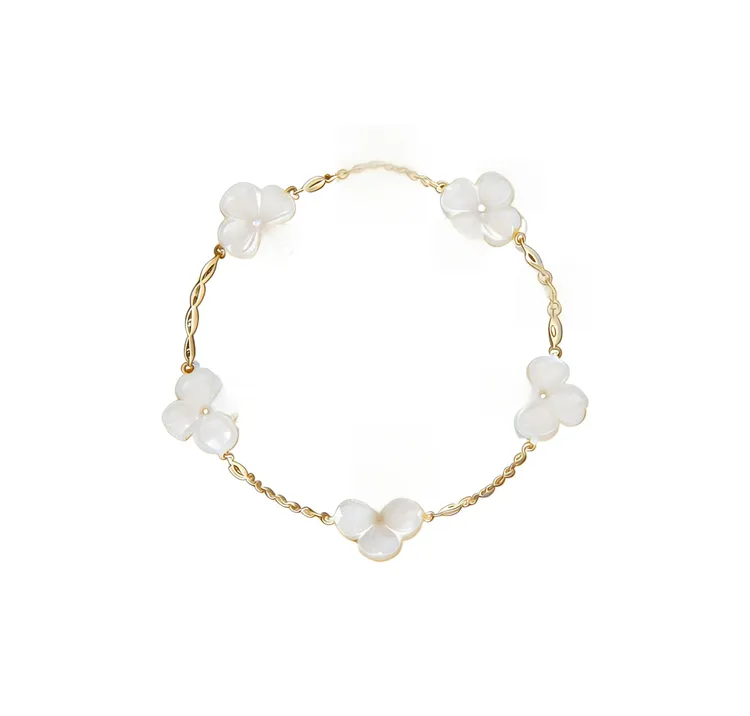 合金手链 3.0V金cnc精工 ZP  四叶五花轻奢百搭款手链  顶版