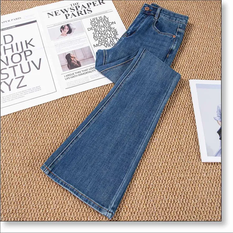 气质微喇叭裤女款爆款2025新款秋季高腰显瘦修身马蹄流行牛仔裤子