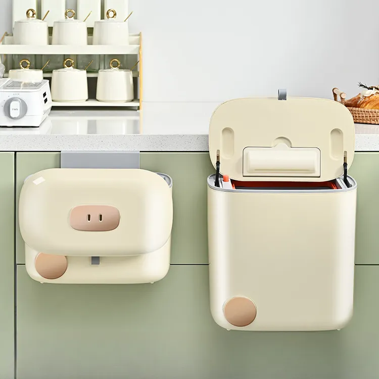 免打孔壁挂式厨房垃圾桶带盖垃圾箱厕所卫生桶高颜值猪鼻子收纳桶