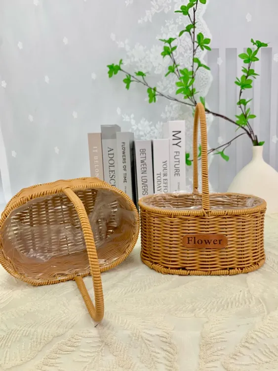 F22细提仿藤编织手提篮花篮伴手礼小花篮