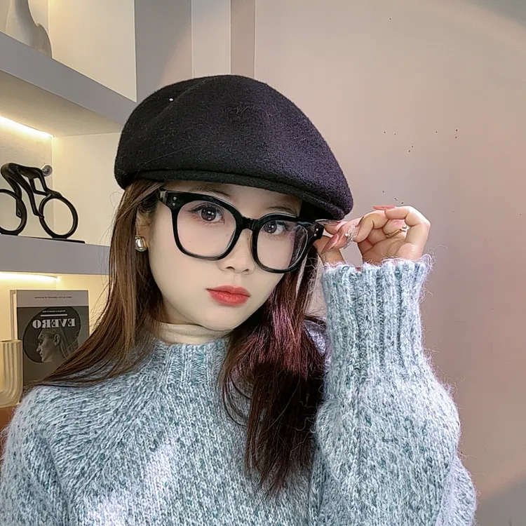 秋冬季新款韩版简约百搭显脸小贝雷帽时尚防寒