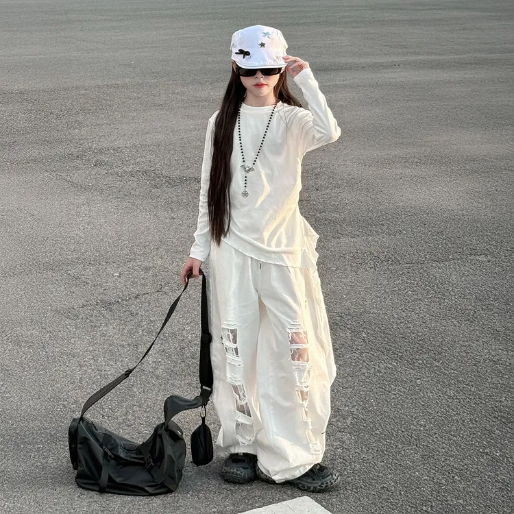 女童套装秋款2025新款儿童洋气休闲潮酷阔腿裤秋装女孩韩系两件套