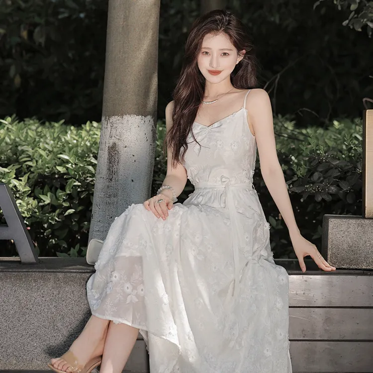 夏季法式波西米亚长裙小礼服仙气吊带仙女裙小众裙子连衣裙