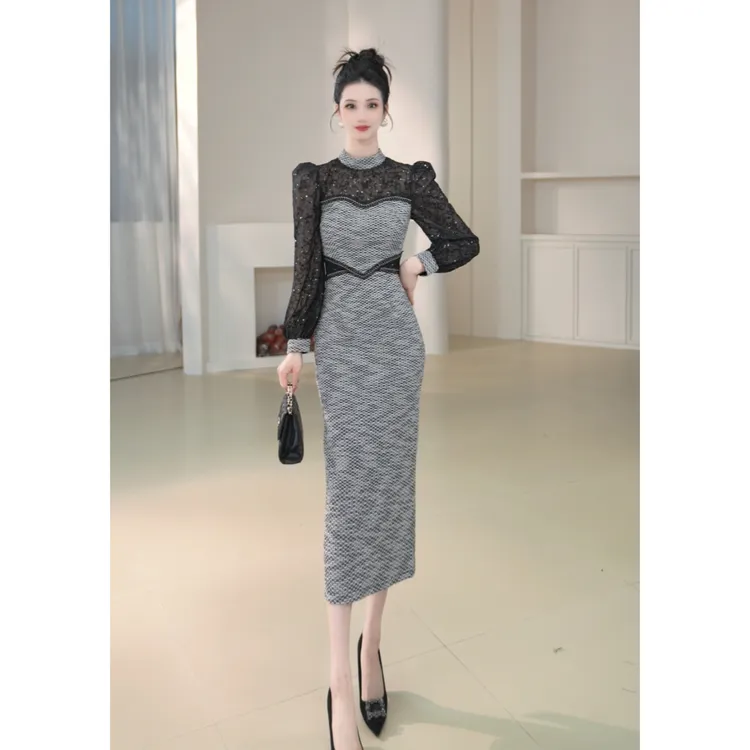 沐子的轻奢私藏【Mu/zi21911】静奢风修身连衣裙气质轻奢法式长袖