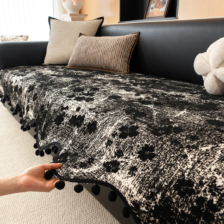 也米高级感雪尼尔沙发垫新款四季通用防滑沙发盖布巾防猫抓坐垫子