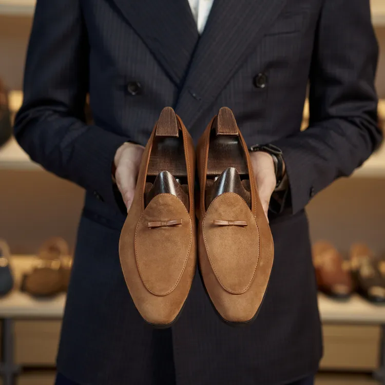 跃绅仕原创设计英伦休闲男士乐福鞋透气手工鞋乐福鞋男款STO-046