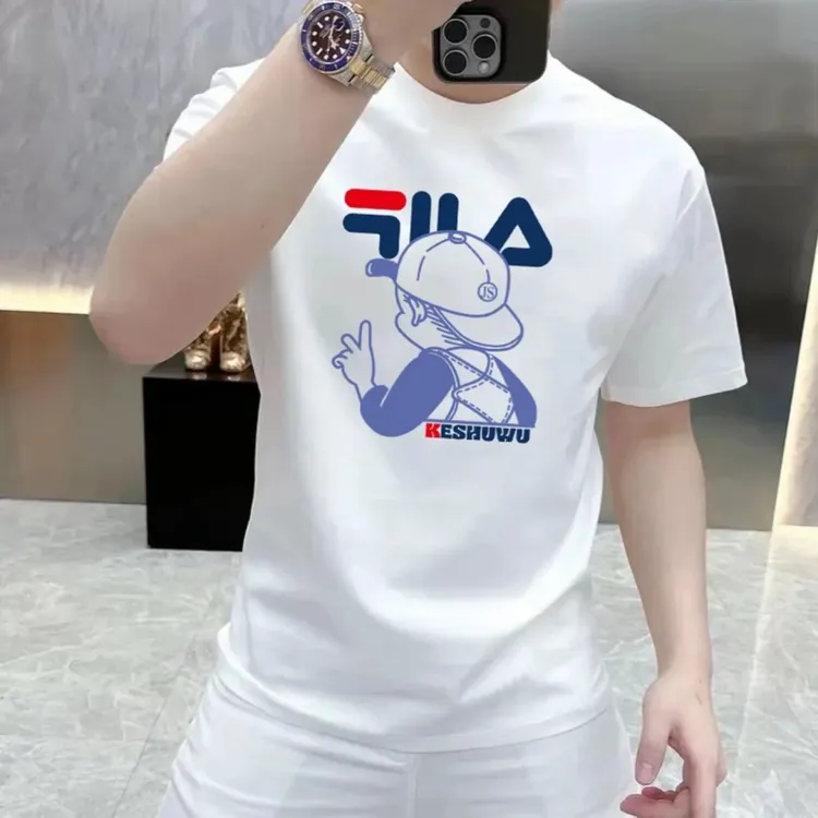 【轻奢男装】重磅纯棉印花短袖圆领T恤时尚情侣百搭夏季潮牌上衣男