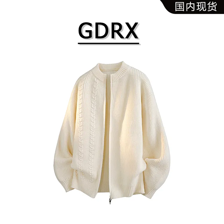 GDRX条纹麻花开衫毛衣男士秋冬季慵懒高级感日系潮流针织衫外套