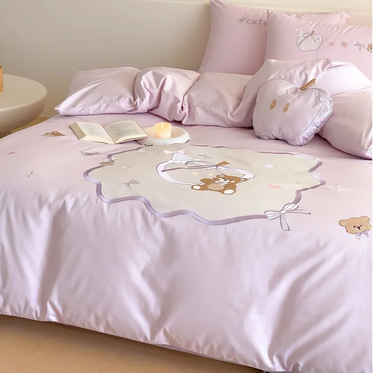 【富士商店】卡通可爱高端全棉刺绣套件重工贴布绣舒适四件套