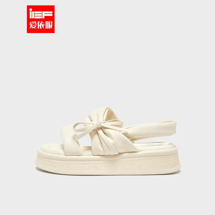 IEF/爱依服女鞋2025夏季新款法式设计感休闲沙滩厚底凉鞋流光风