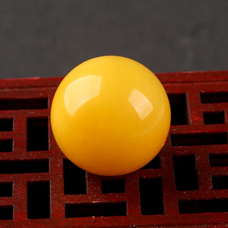 欧说珠宝新中式百搭精美鸡油黄蜡质浓郁蜜蜡圆珠单珠吊坠送男女