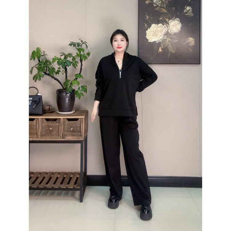 【胡小肥】12早秋立领时尚大码两件套装2990气质显瘦休闲简约百搭新