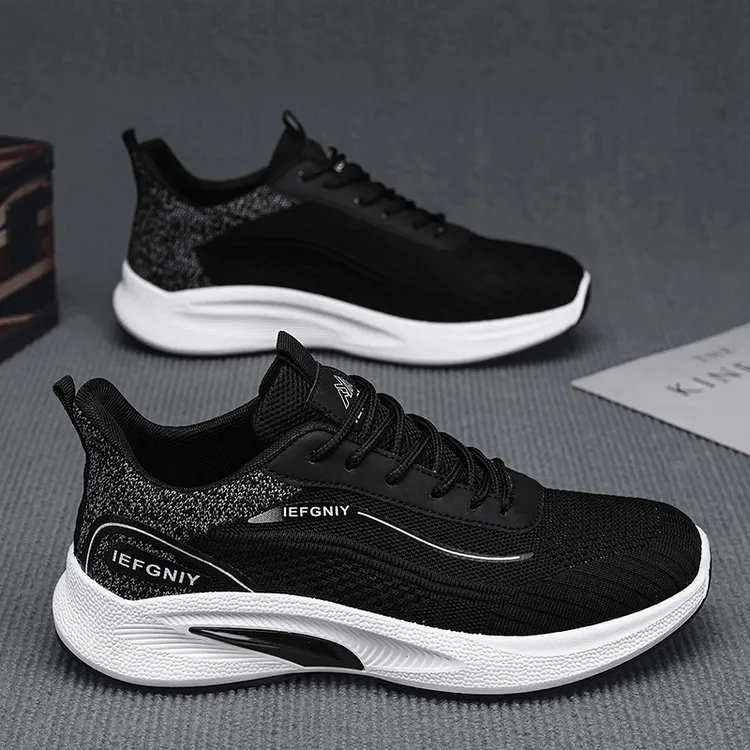 2025新款男士飞织软底百搭透气防滑圆头休闲运动鞋男鞋时尚潮鞋