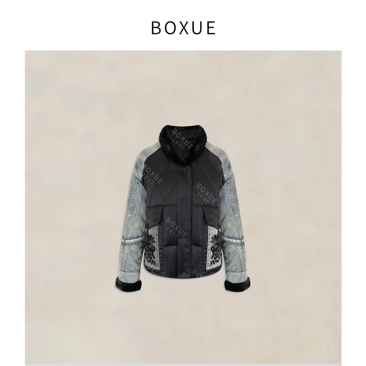 BOXUE“盐茶”2025秋冬貂毛铜氨丝＋人丝90鹅绒服外套#250928YR5225