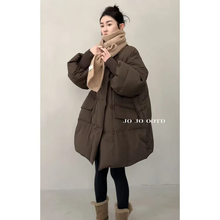 玖了个玖 2025冬款 极简百搭超大件保暖抗风韩版羽绒服 2511C7918