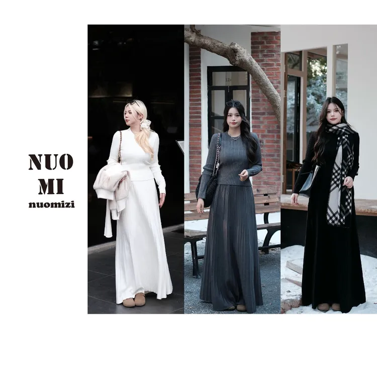 ZOZ糯米子[柔柔邂逅半裙]显瘦加厚百褶半身裙秋款韩版淑女风伞裙