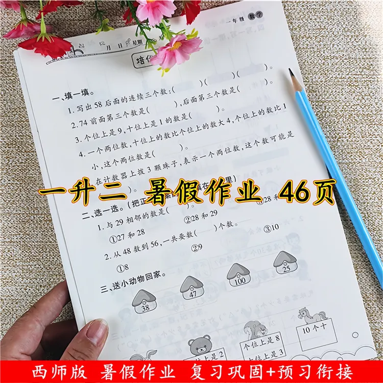 西师版数学暑假作业一升二暑假衔接教材一年级暑假复习预习练习册