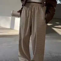 【刘噗噗】BH@百家原  格纹毛呢松紧羊毛格子裤