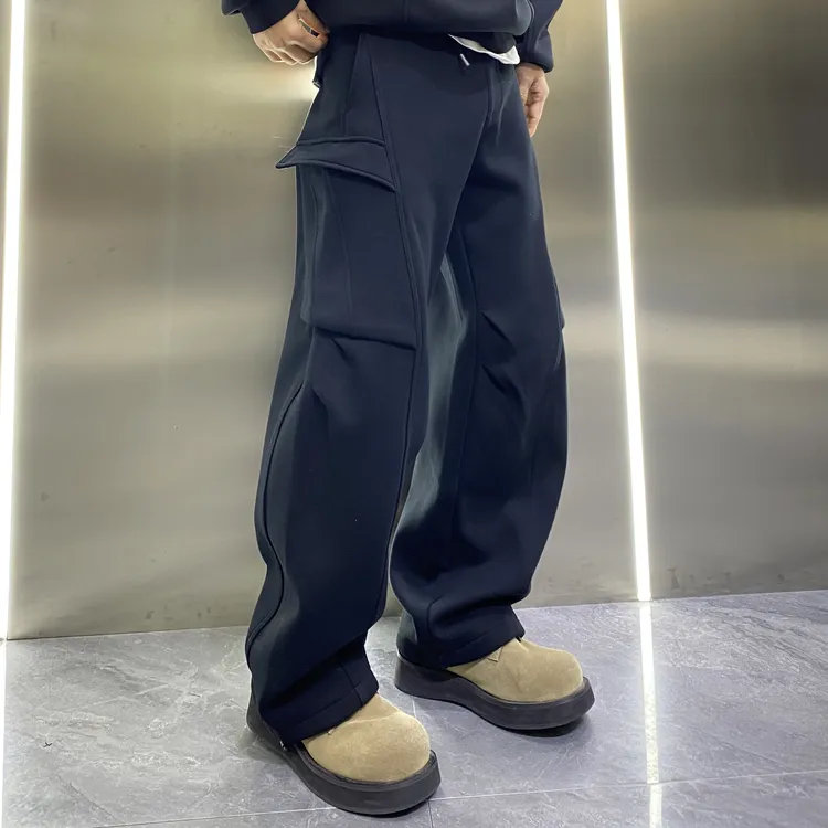 冬季美式大口袋工装弯刀裤加绒加厚宽松立体裁剪痞帅伞兵裤休闲裤